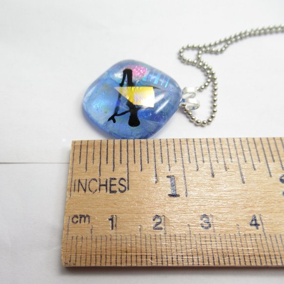 Dichroic fused glass Pendant Necklace - Picture 6 of 10
